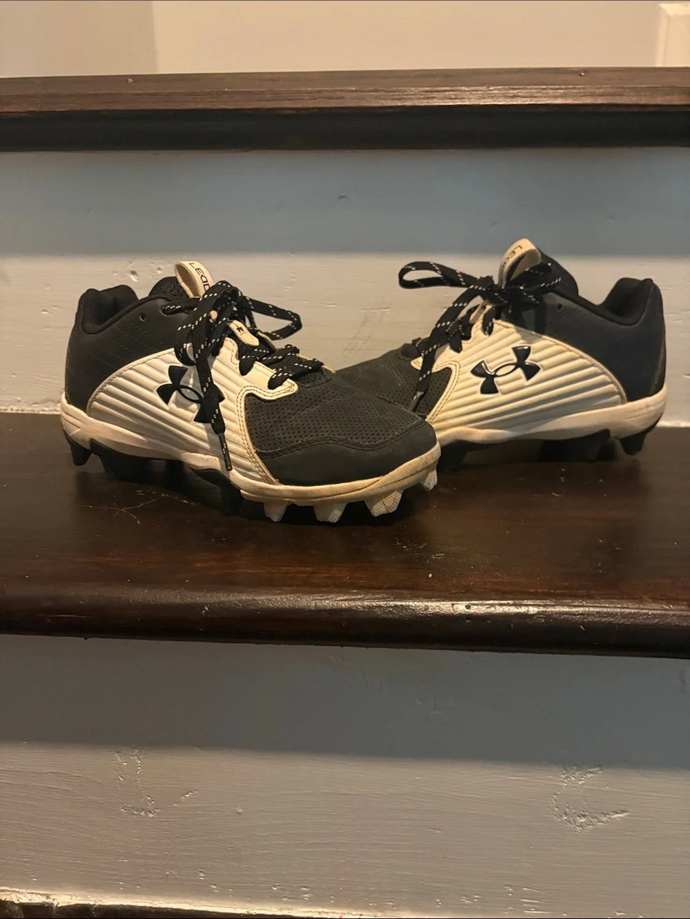 Under Armour Kids Black and White Baseball Cleats